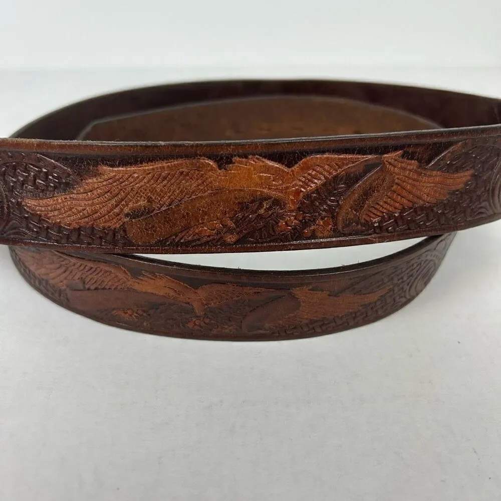 Vintage Tooled Genuine Top Grain Leather Belt Eagle Sz 44 Western cowboy